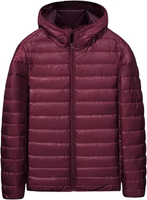 Mens Ultralight Highly Compressible Puffer Jacket Hooded Insulated Down Filled Bubble Quilted Packable Outerwear