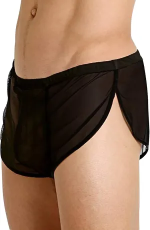 Mens Underwear Sexy Mesh Breathable Boxer Briefs See Through Side Split Soft Breathable Cool Transparent Brief Shorts
