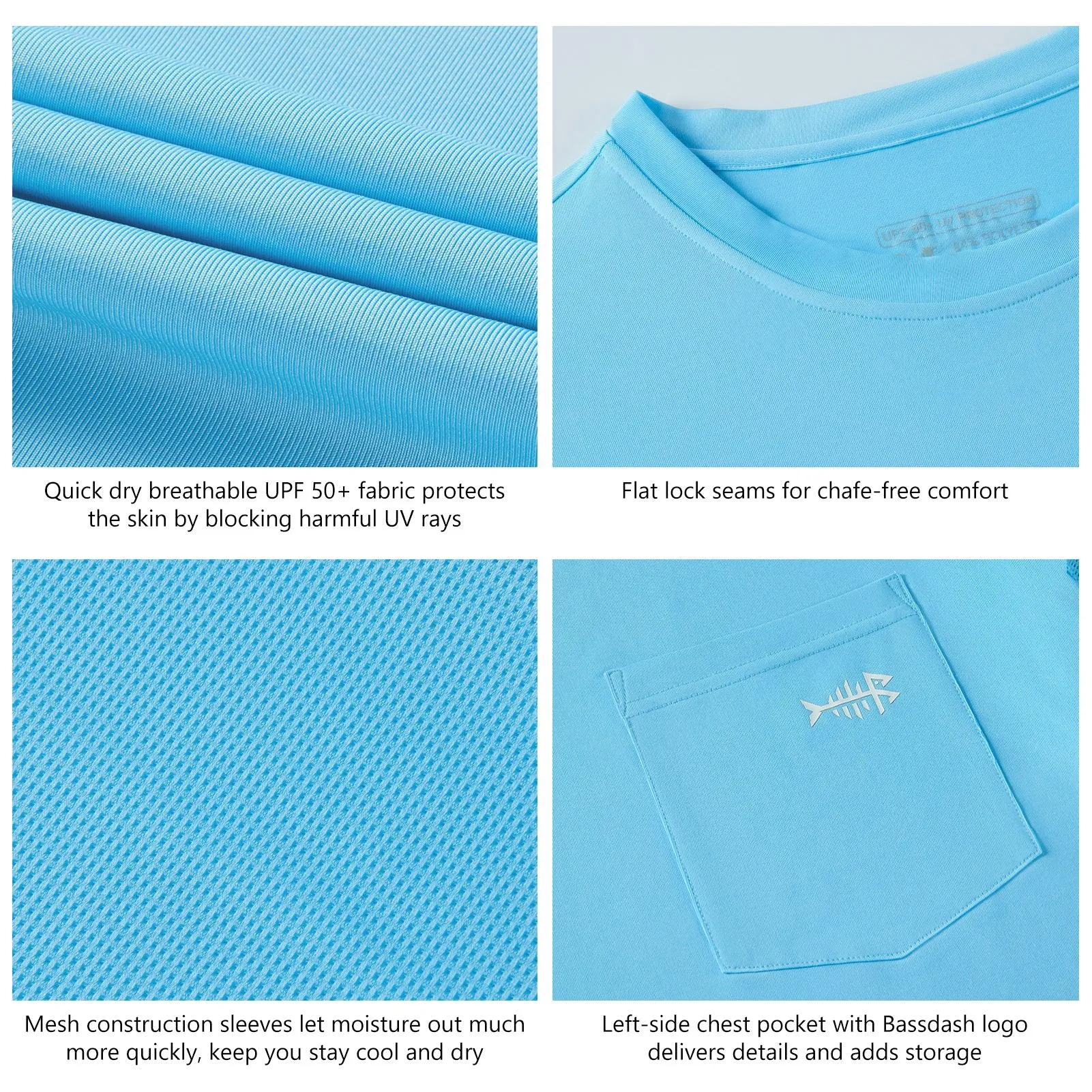 Men’s UPF 50  Long Sleeve Fishing Shirt with Chest Pocket