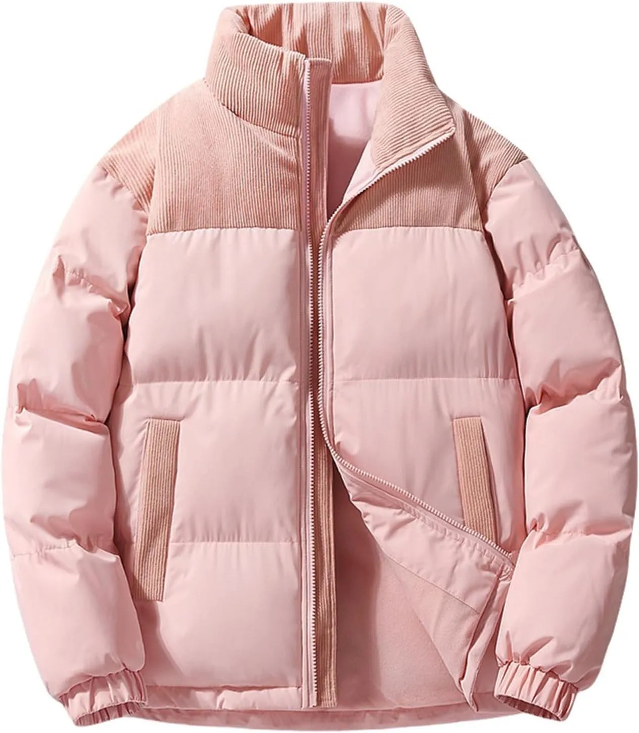 Men's Warm Winter Puffer Coats Quilted Zip up Windproof Insulated Jacket with Pockets