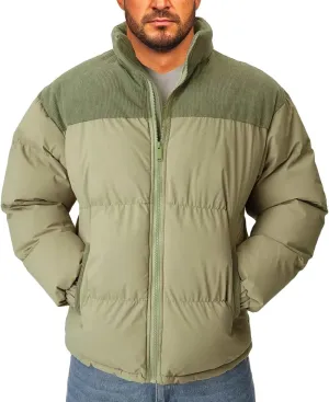 Men's Warm Winter Puffer Coats Quilted Zip up Windproof Insulated Jacket with Pockets
