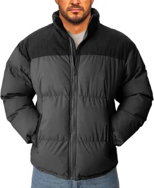 Men's Warm Winter Puffer Coats Quilted Zip up Windproof Insulated Jacket with Pockets