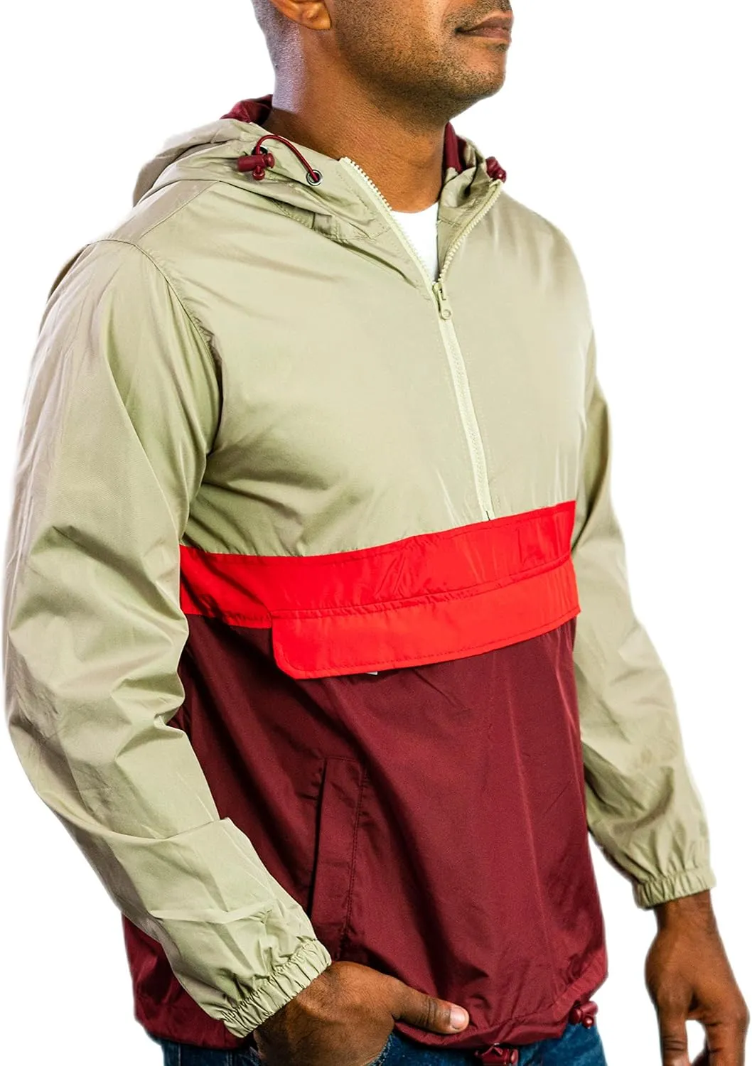 Men's Windbreaker - Lightweight, Water-Resistant, Adjustable Drawstring