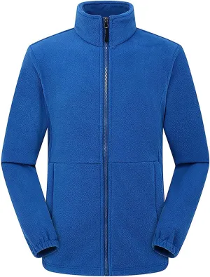 Mens Winter Outdoor Jackets Casual Windproof Thickened Polar Fleece Jacket Full Zip Stand Collar Thermal Sport Coats