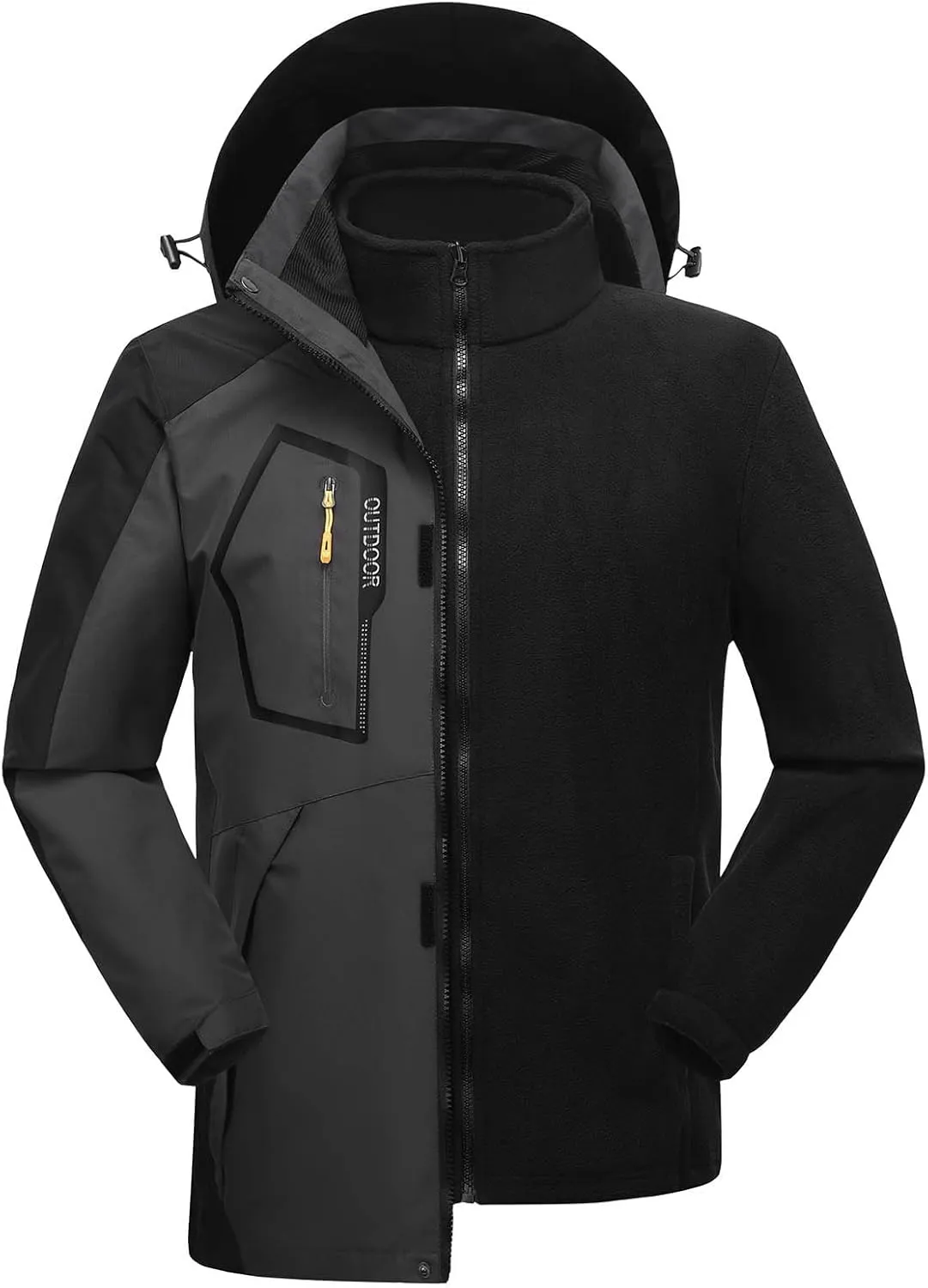 Men's Winter Skiing Jackets Waterproof Fleece Coats Mountain Windbreaker Snowboarding Jacket Hooded for Hiking Traval