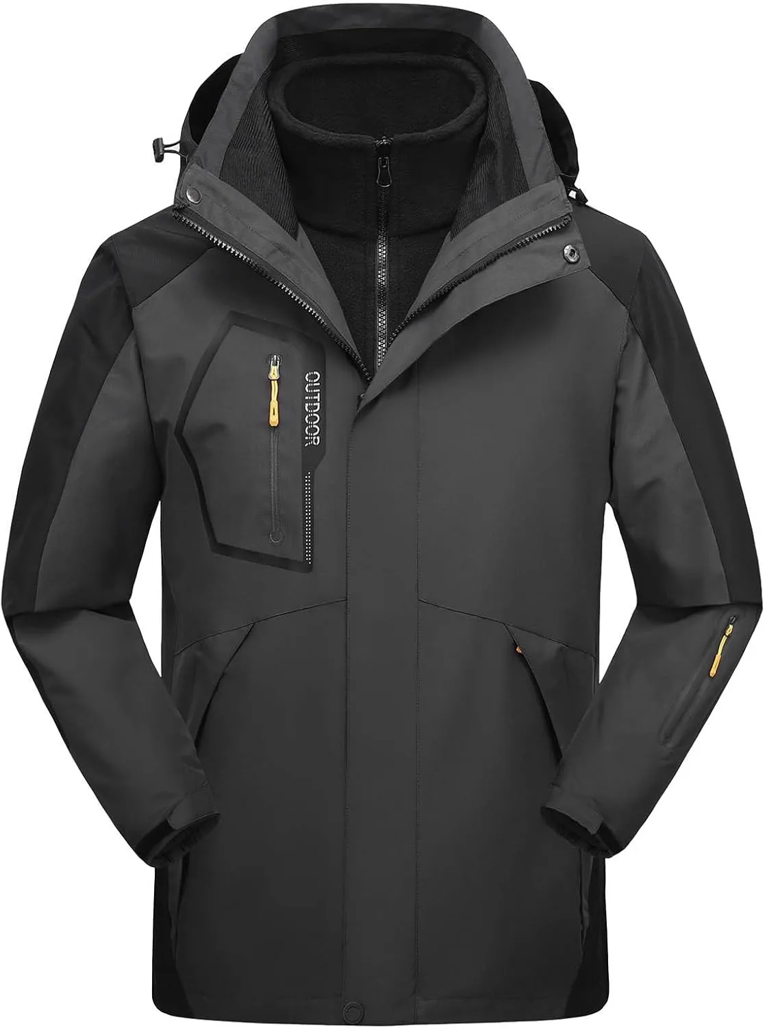 Men's Winter Skiing Jackets Waterproof Fleece Coats Mountain Windbreaker Snowboarding Jacket Hooded for Hiking Traval