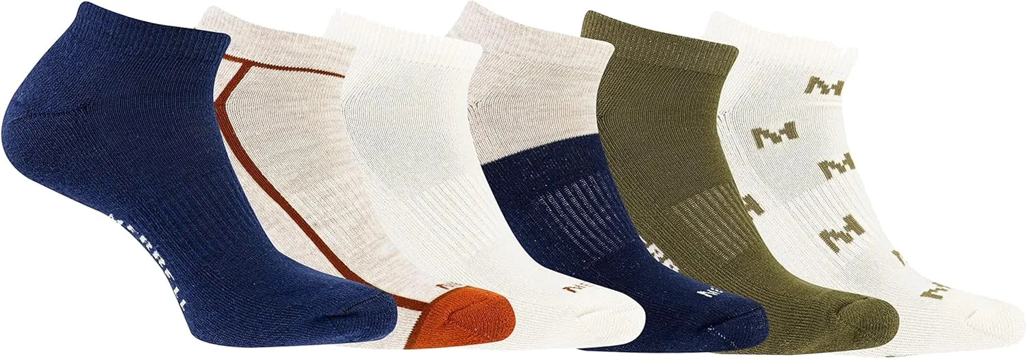 Merrel Men's and Women's Recycled Cushioned Socks - 6 & 12 Pairs - Hiking Arch Support