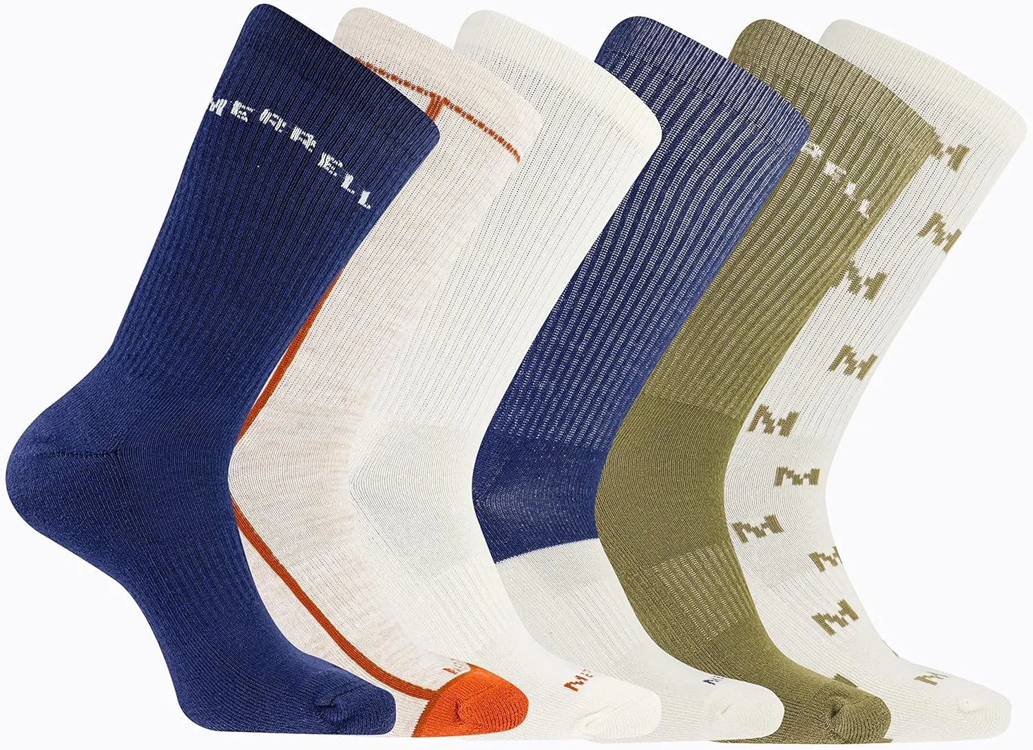 Merrel Men's and Women's Recycled Cushioned Socks - 6 & 12 Pairs - Hiking Arch Support