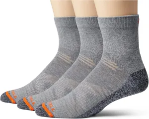 Merrell Adult's Men's and Women's Lightweight Work Socks-3 Pair Pack-Unisex Repreve with Durable Reinforcement