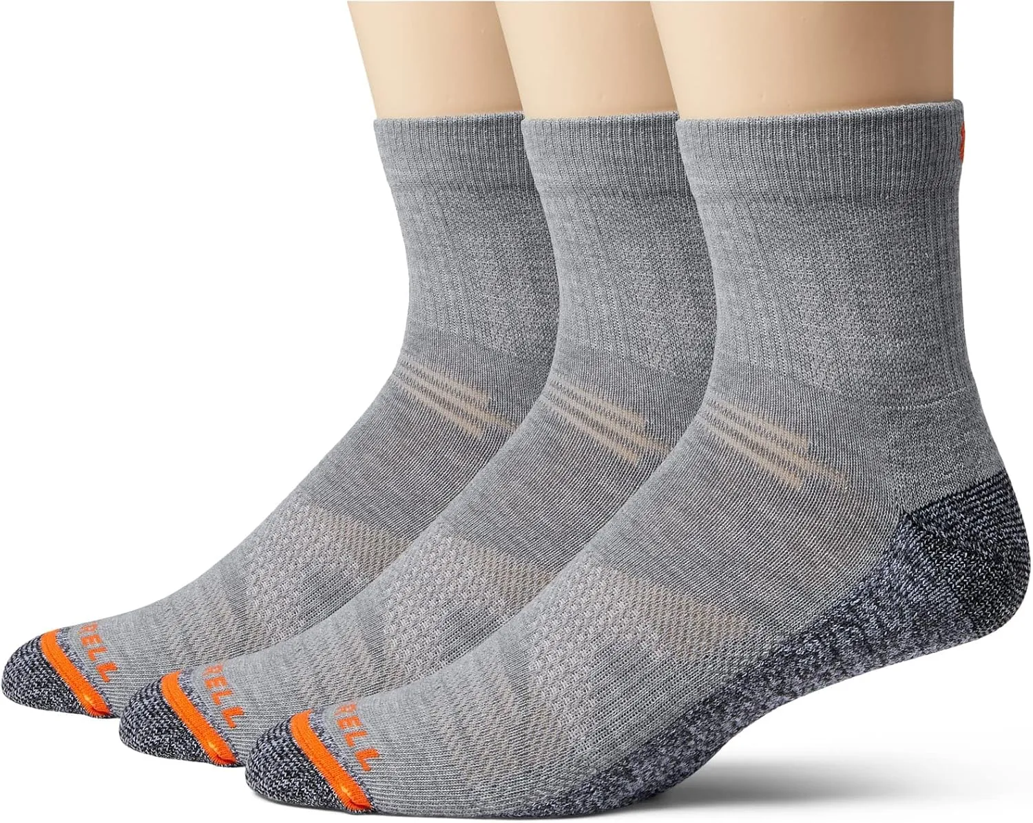 Merrell Adult's Men's and Women's Lightweight Work Socks-3 Pair Pack-Unisex Repreve with Durable Reinforcement