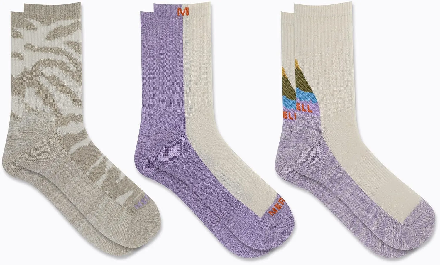 Merrell Men's and Women's Lightweight Wool Everyday Hiking Crew Socks-3 Pair Pack-Arch Support & Moisture Wicking