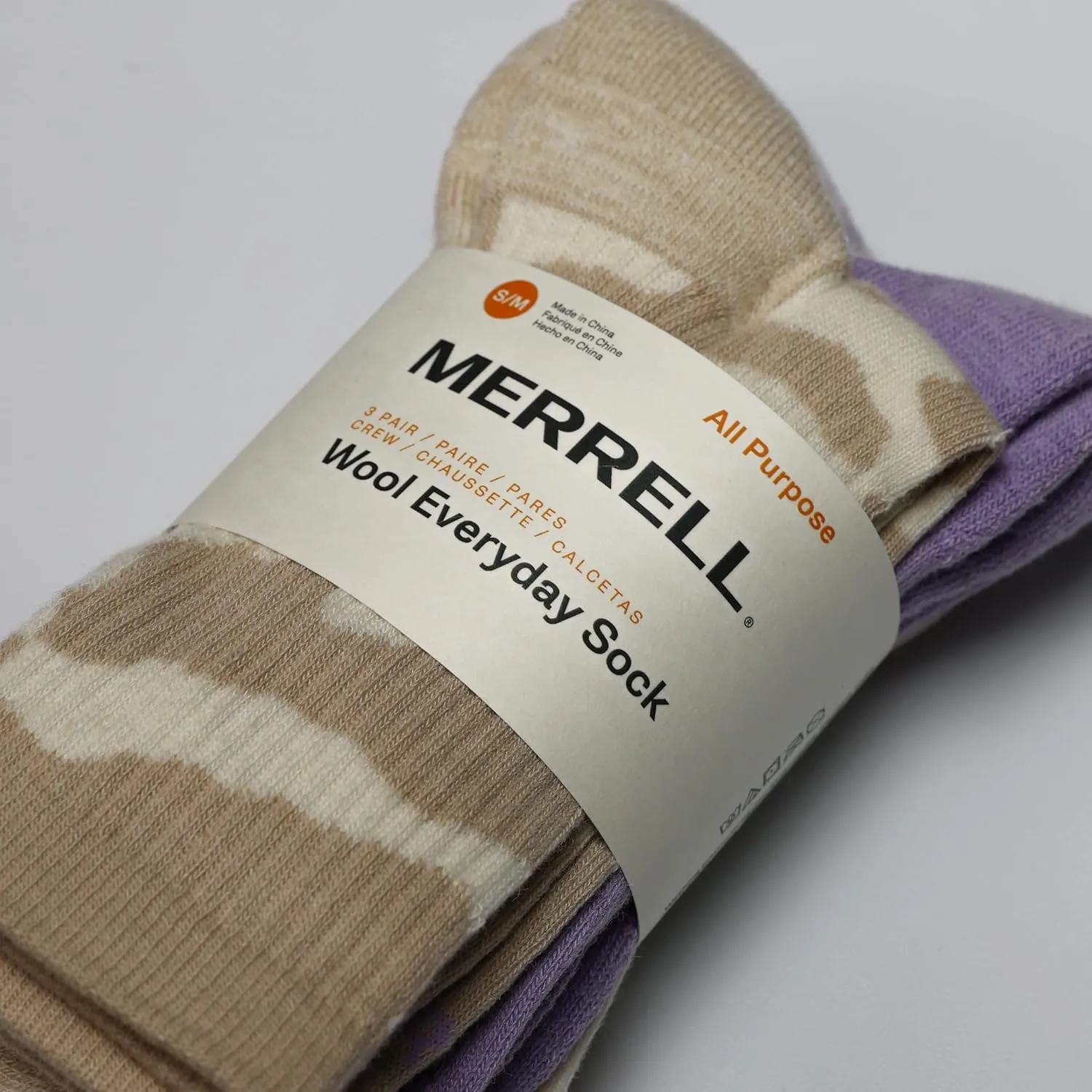 Merrell Men's and Women's Lightweight Wool Everyday Hiking Crew Socks-3 Pair Pack-Arch Support & Moisture Wicking