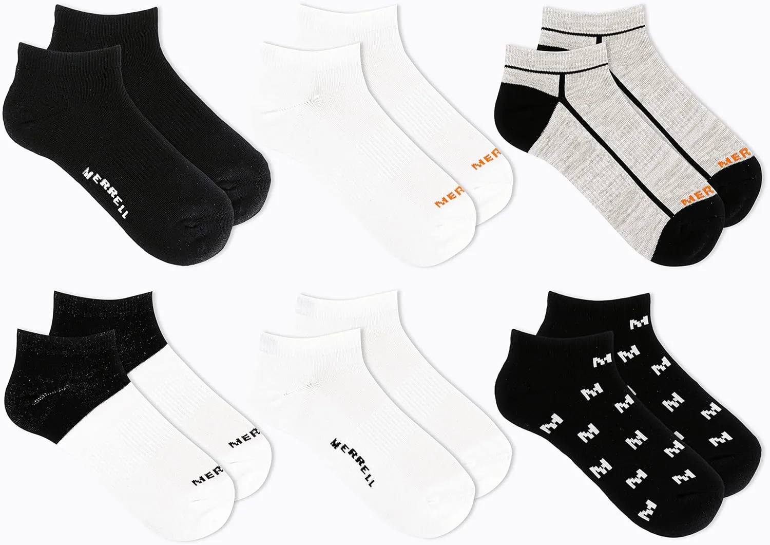 Merrell Men's and Women's Recycled Cushioned Socks-6 Pair Pack-Hiking Arch Support & Moisture Management