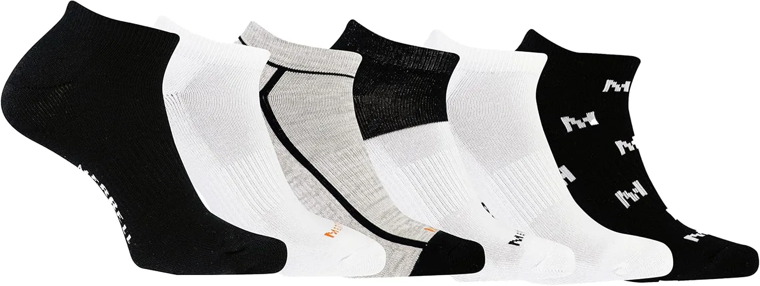 Merrell Men's and Women's Recycled Cushioned Socks-6 Pair Pack-Hiking Arch Support & Moisture Management