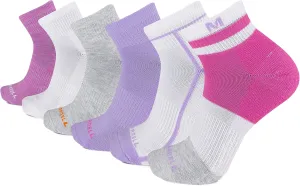 Merrell -men's and -women's Recycled Cushioned Socks-6 Pair Pack-Hiking Arch Support and Moisture Management, Pink Assorted, Small-Medium