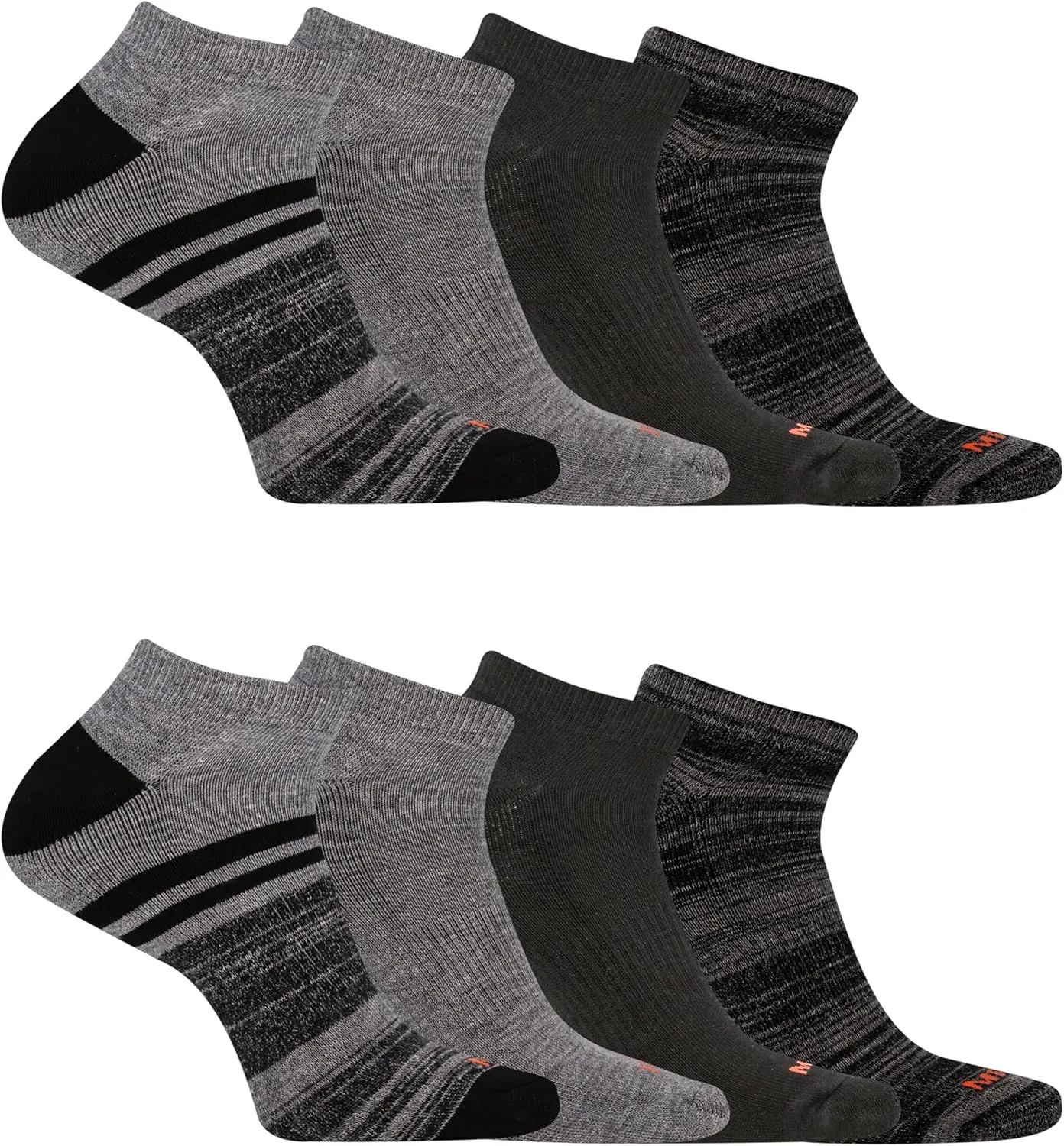 Merrell unisex-adult Cushioned Midweight Low Cut Socks 4 and 12 Pairs Moisture Wicking