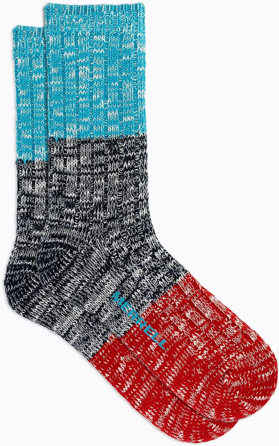 Merrell unisex-adult Heritage Camp Wool Blend Crew Socks 1 Pair Heat Transfer Logo and Moisture Wicking