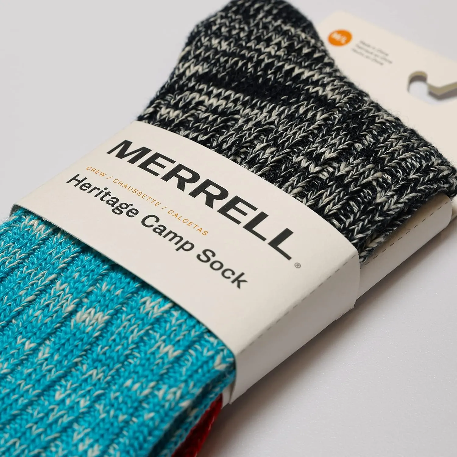 Merrell unisex-adult Heritage Camp Wool Blend Crew Socks 1 Pair Heat Transfer Logo and Moisture Wicking