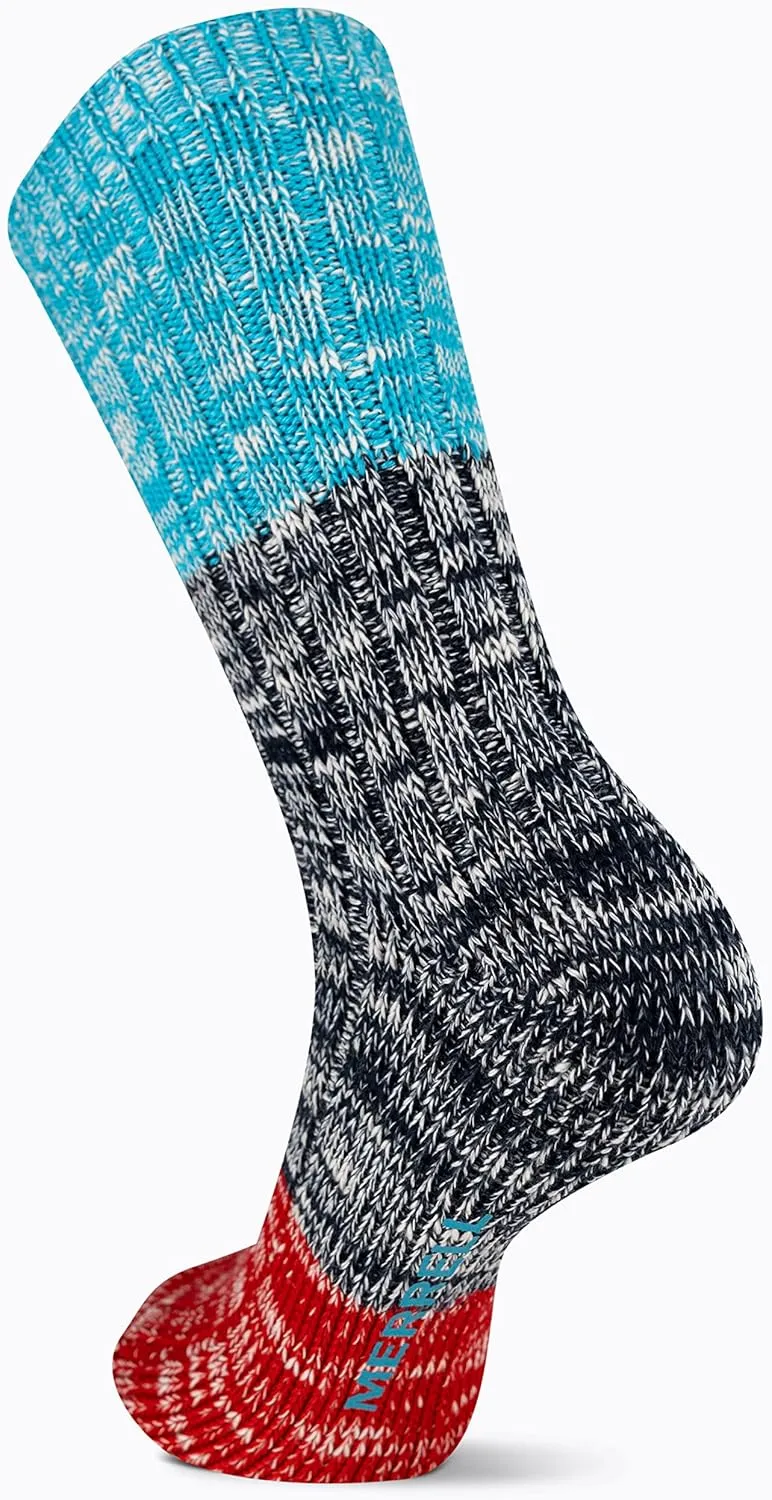 Merrell unisex-adult Heritage Camp Wool Blend Crew Socks 1 Pair Heat Transfer Logo and Moisture Wicking