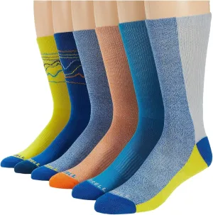 Merrell Unisex Child Multi-color Hybrid Hiker Crew Socks - 6 Pair Pack