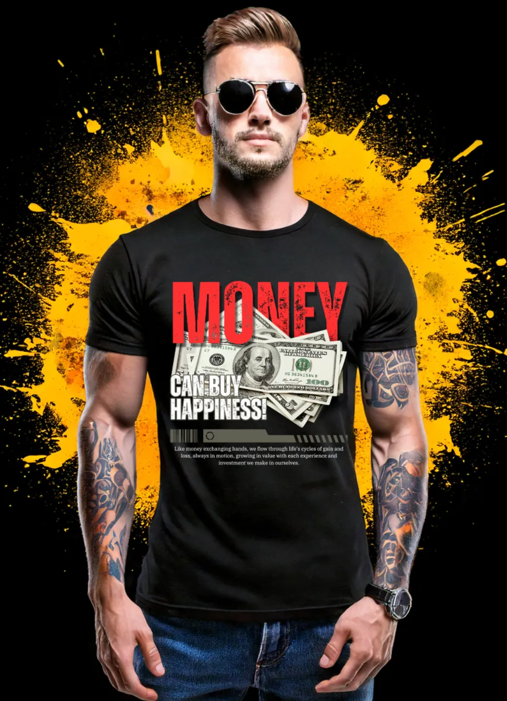 Money Can Buy Happiness! Art Exclusive T-Shirts | GM TM