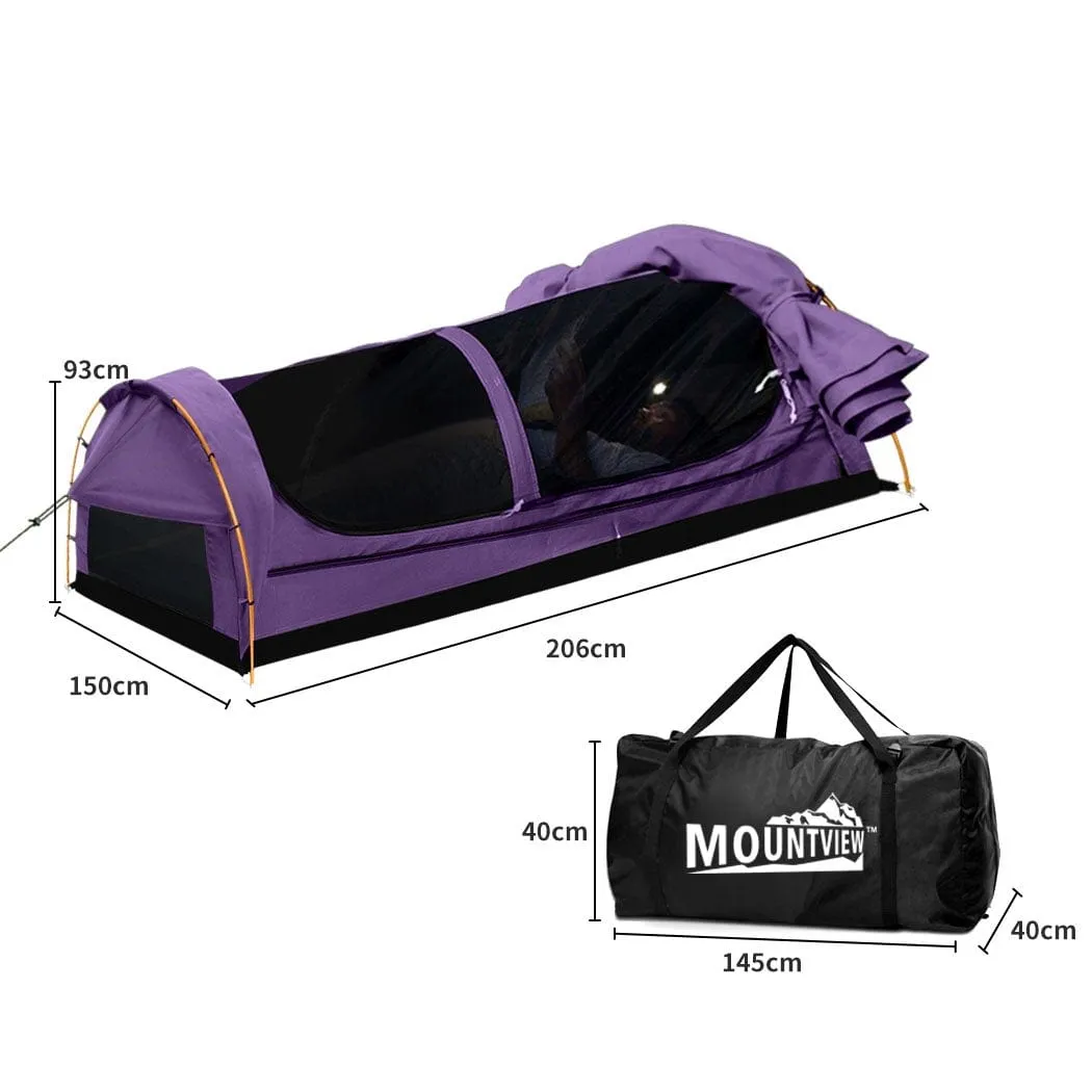 Mountview Double Swag Camping Swags Canvas Dome Tent Hiking Mattress Purple