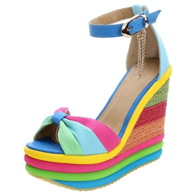 Multicolor Patchwork Wedge