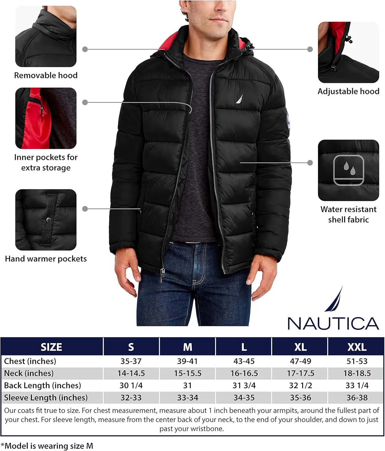 Nautica Men's Water Resistant Nylon Puffer Jacket