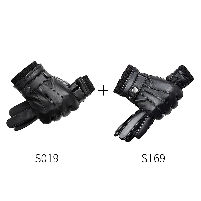 New Fashion Sheepskin Leather Men's Gloves Winter Warm