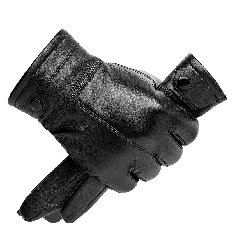 New Fashion Sheepskin Leather Men's Gloves Winter Warm