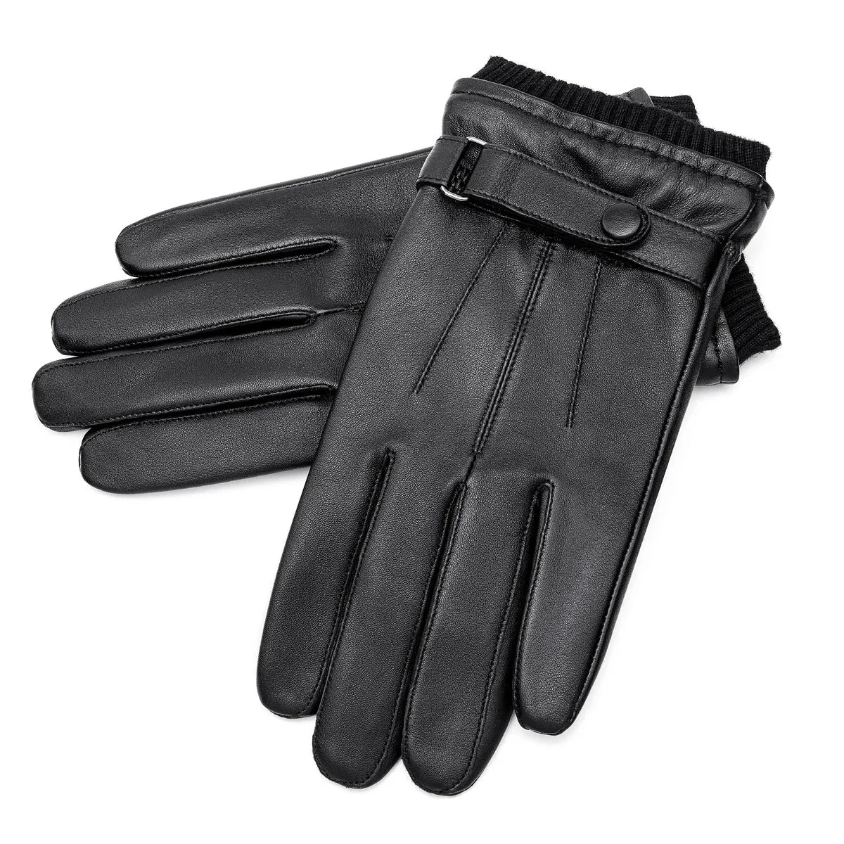 New Fashion Sheepskin Leather Men's Gloves Winter Warm