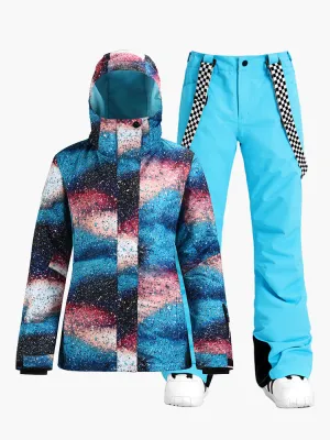 New winter women's snow suit warm quilted waterproof and windproof thickened single and double board ski suit