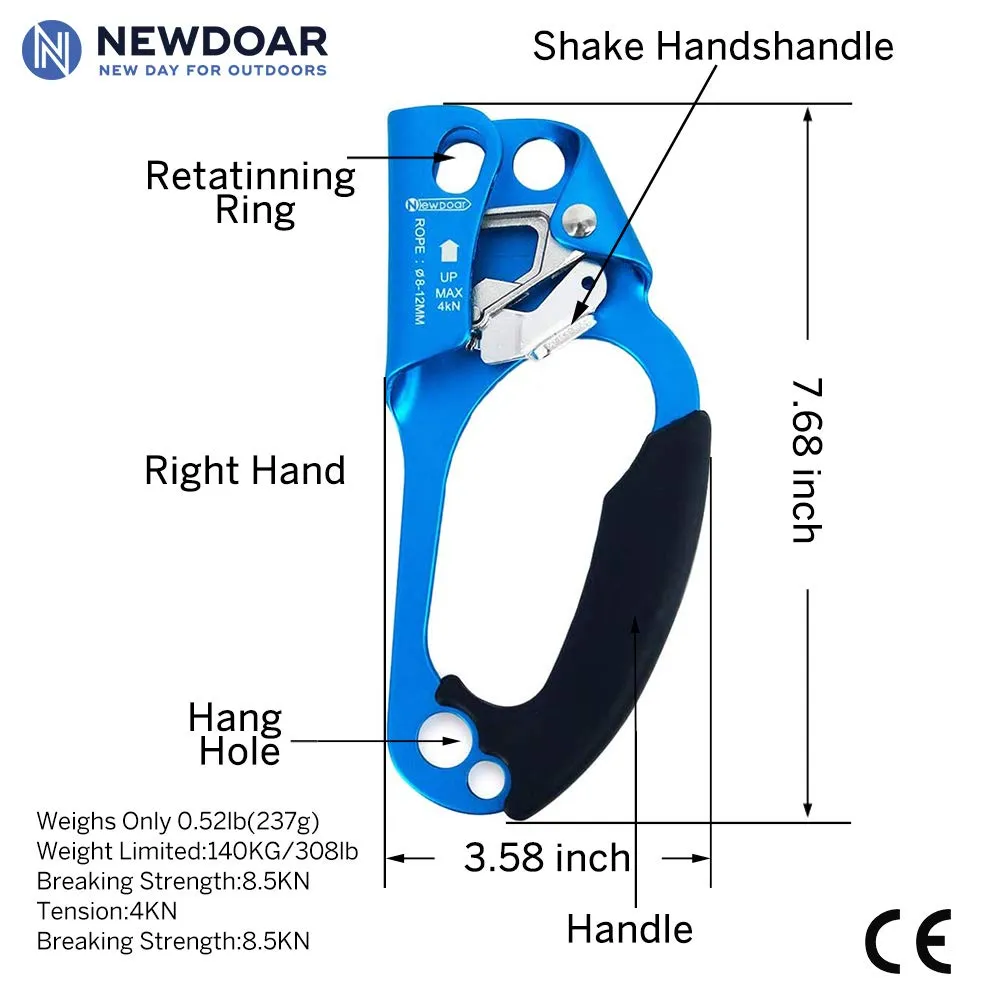 NewDoar Hand Ascender & Foot Ascender & Foot Loop Set (Right Blue Set)