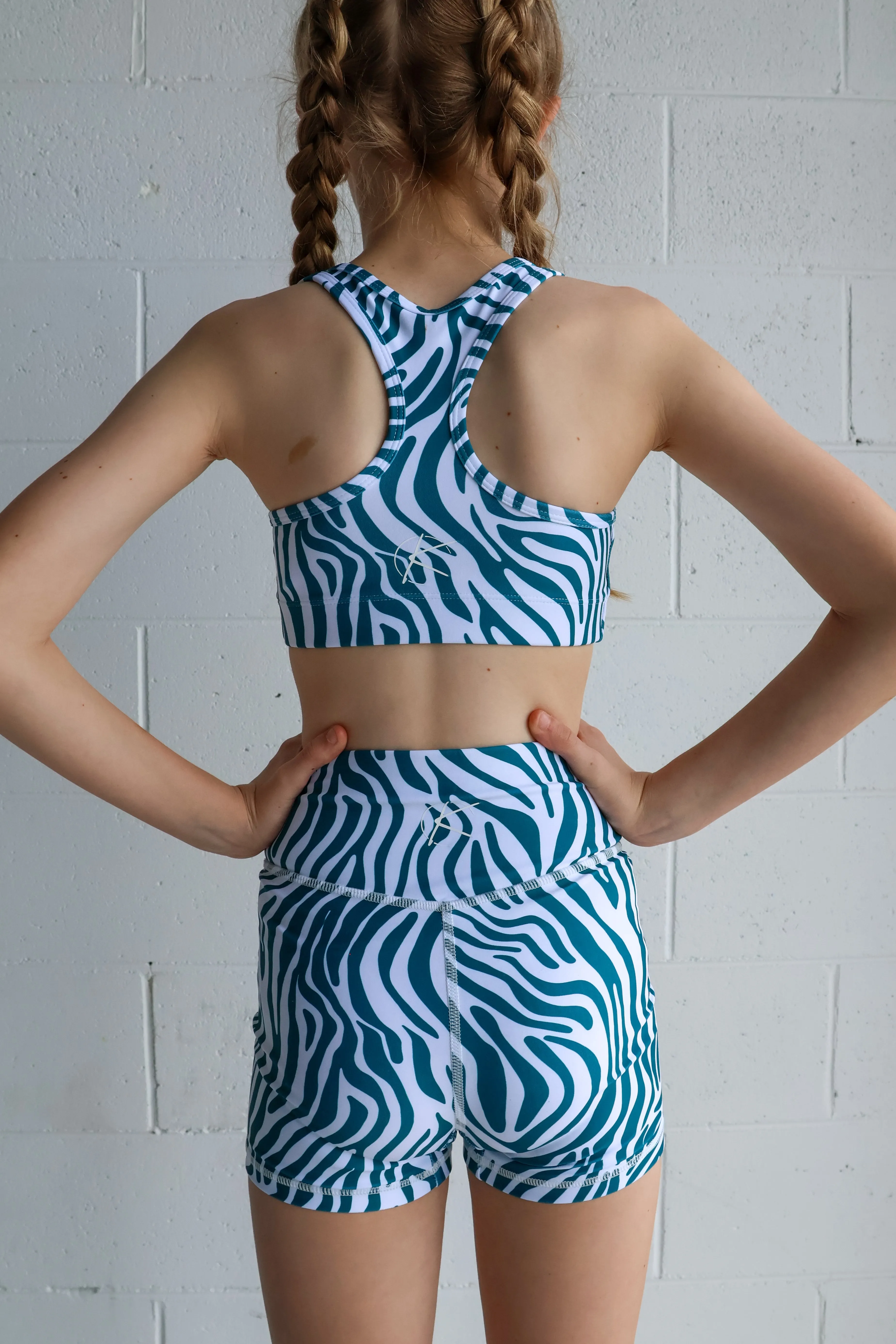 O.G Bike Shorts (Youth) - Zebra Teal Green