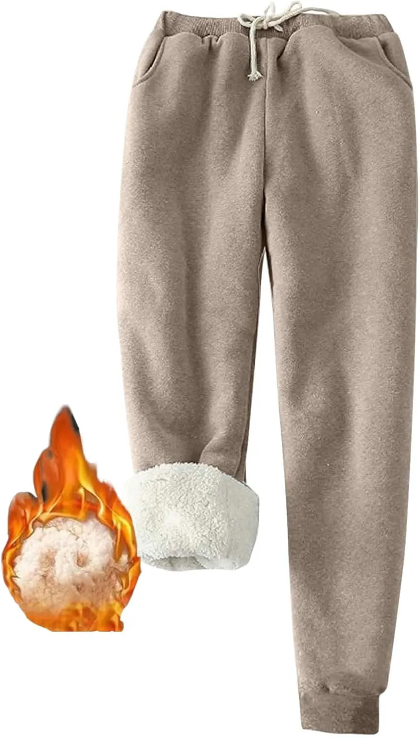 Ogiraw Sweatpants Women Fleece Lined Winter Warm Joggers High Waist Athletic Jogger Pants Thicken Outdoor Pants with Pocket