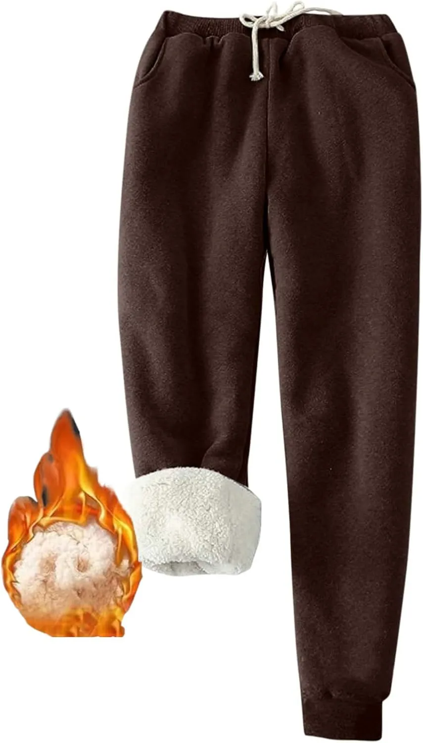Ogiraw Sweatpants Women Fleece Lined Winter Warm Joggers High Waist Athletic Jogger Pants Thicken Outdoor Pants with Pocket