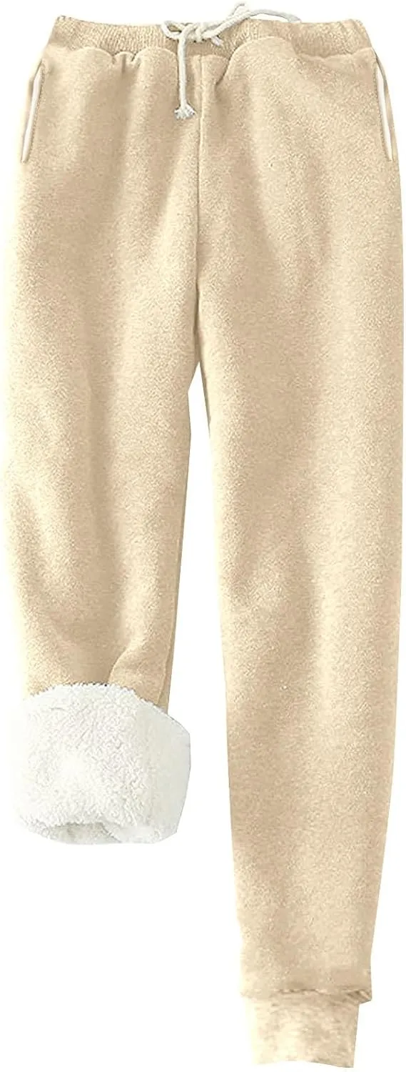 Ogiraw Sweatpants Women Fleece Lined Winter Warm Joggers High Waist Athletic Jogger Pants Thicken Outdoor Pants with Pocket