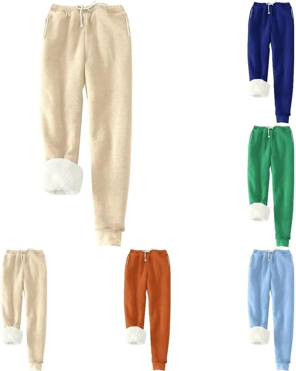 Ogiraw Sweatpants Women Fleece Lined Winter Warm Joggers High Waist Athletic Jogger Pants Thicken Outdoor Pants with Pocket