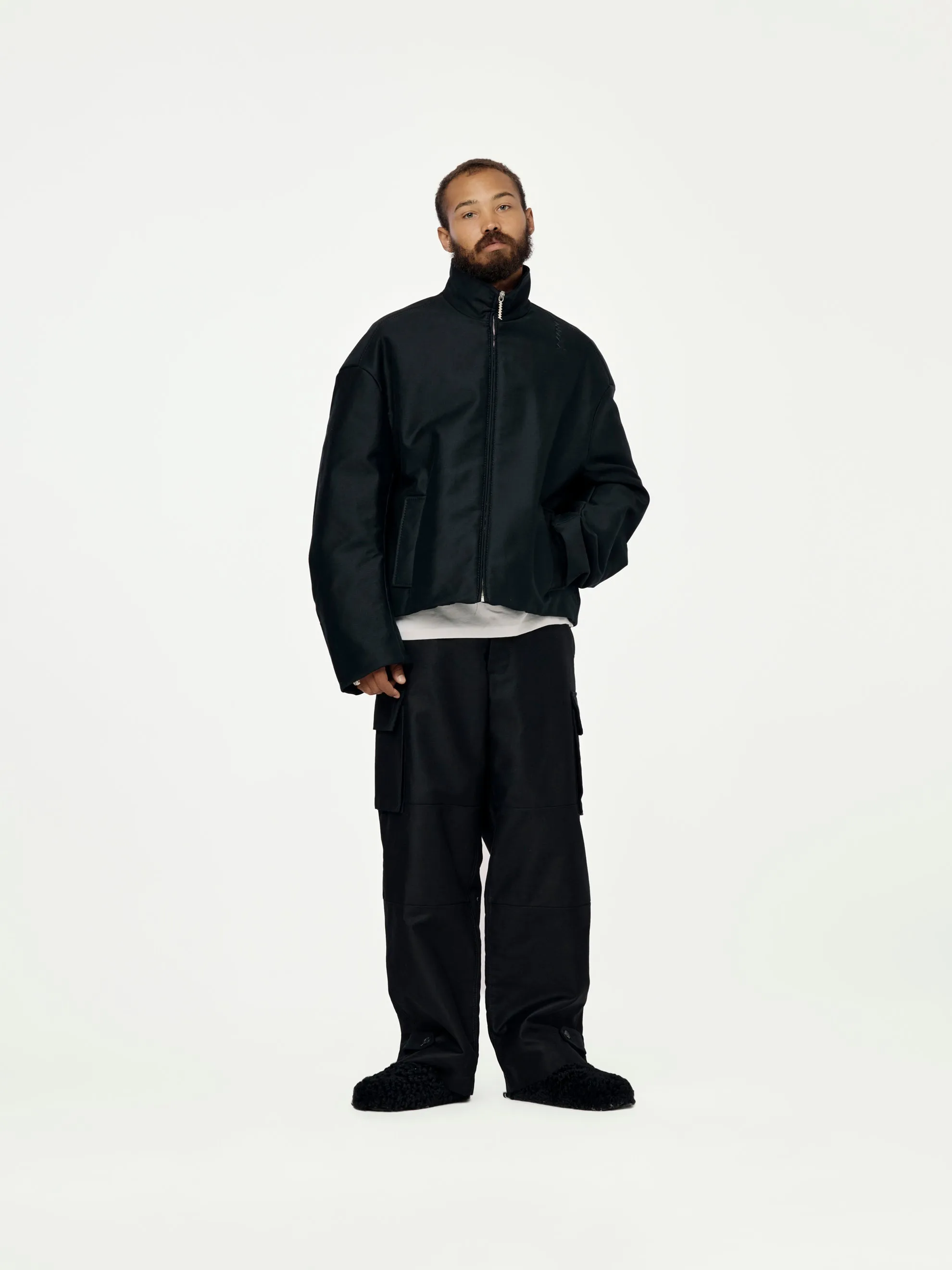 Organic Cotton Moleskin Cargo Pants (Black)
