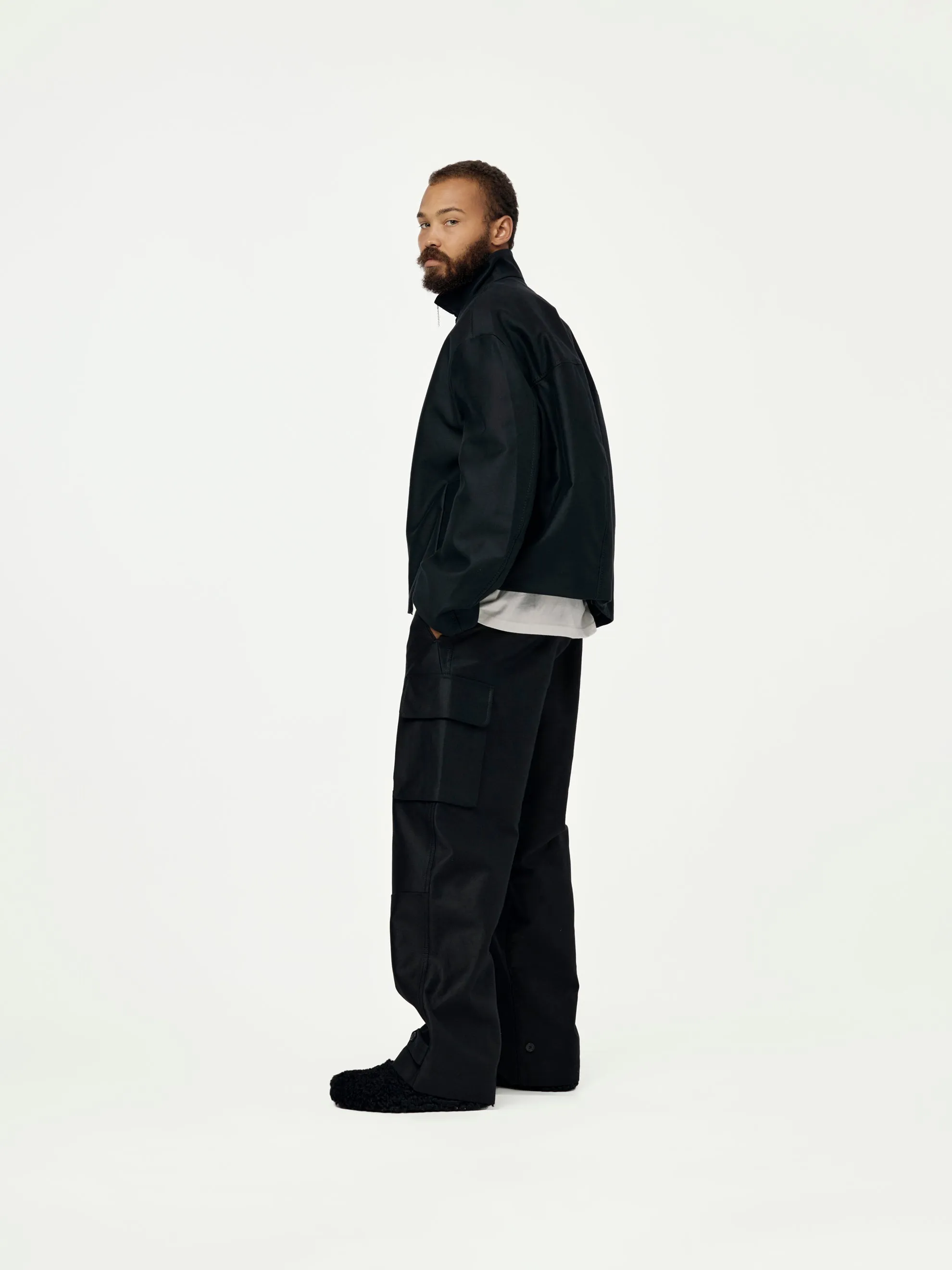 Organic Cotton Moleskin Cargo Pants (Black)