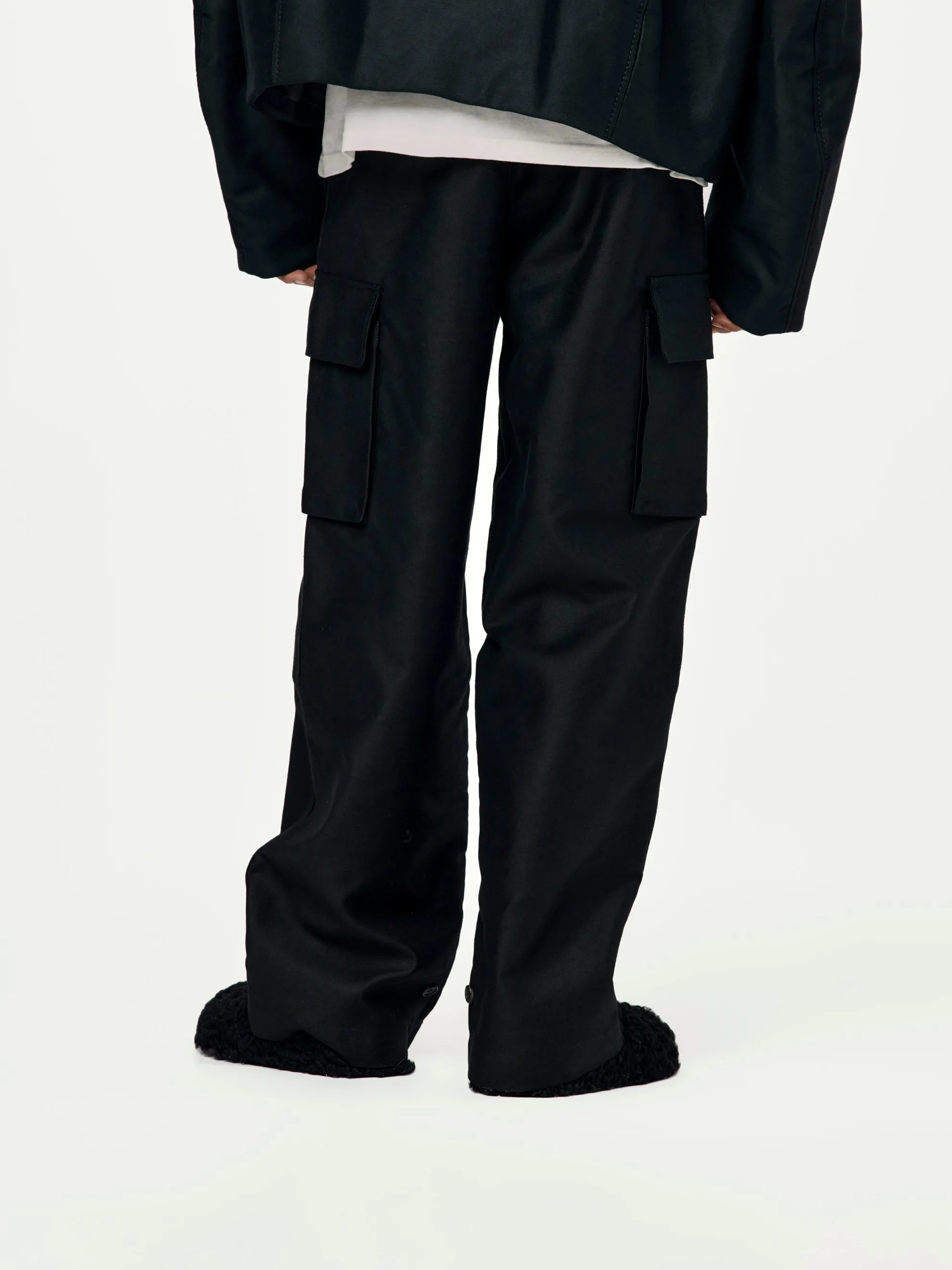 Organic Cotton Moleskin Cargo Pants (Black)