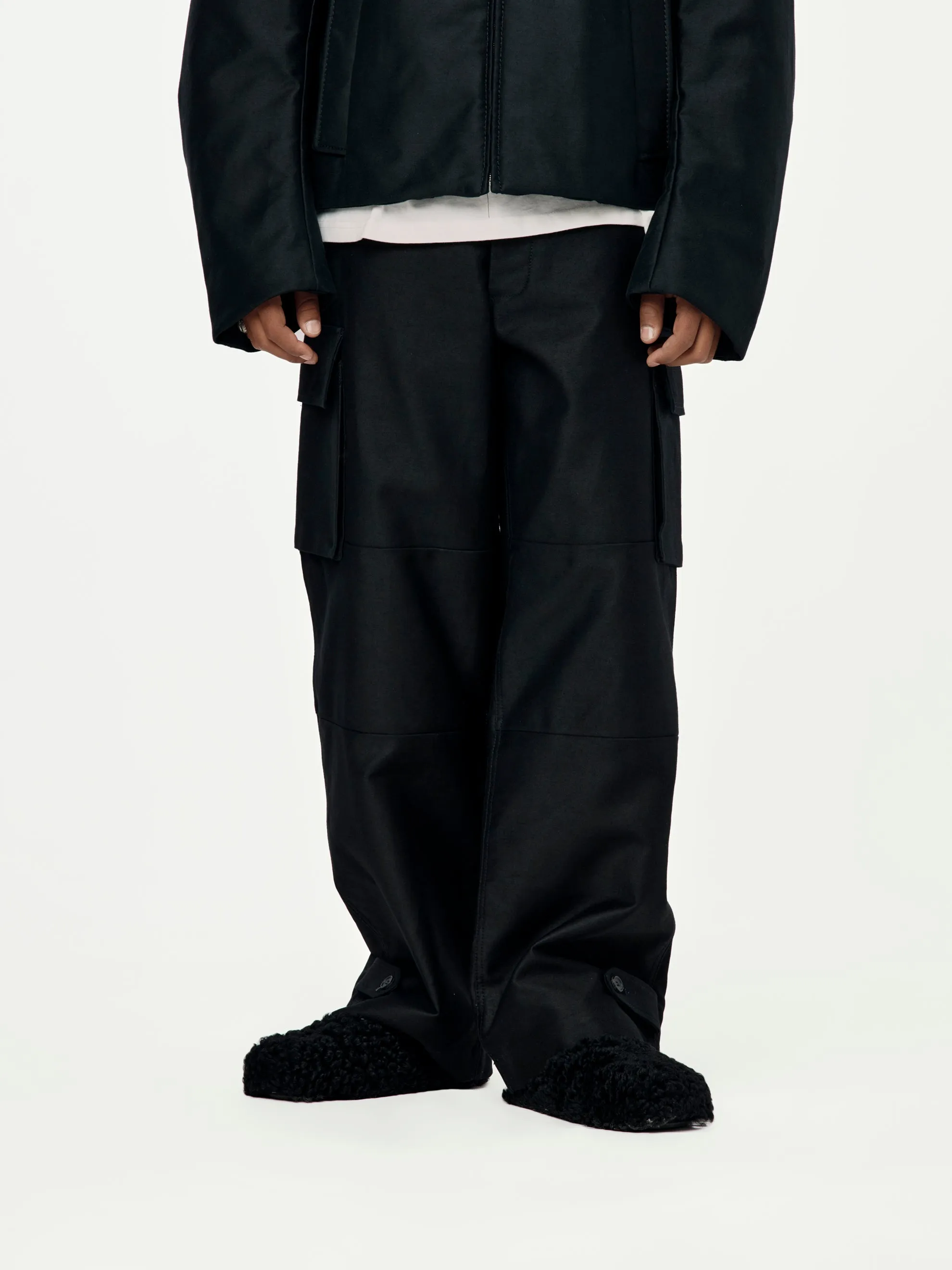 Organic Cotton Moleskin Cargo Pants (Black)