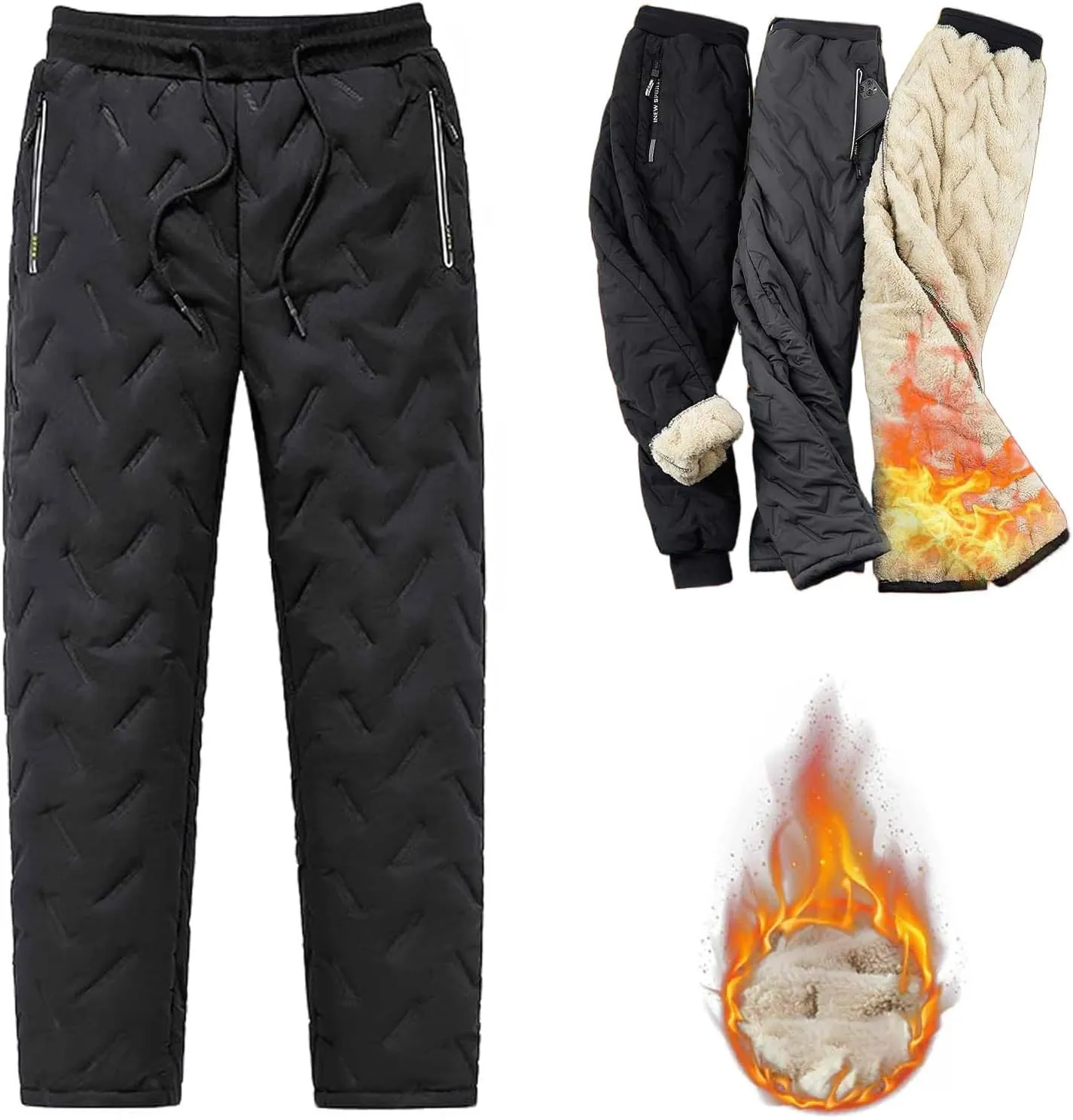 Outdoor Cargo Hiking Pants Bunched Feet Multi Pocket Cargo Pants for Active Gym Track Jogging Men's Winter Pants