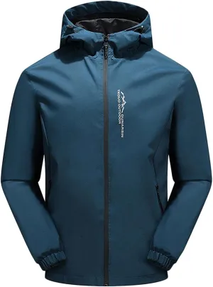 Outdoor Jackets Mens Waterproof Windbreaker Lightweight Outdoor Jackets Windproof Hooded Outwear Softshell Rain Jacket Softshell Jacket (Color : Blue A, Size : 4XL)