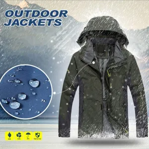 Outdoor Jackets Waterproof Jackets Mens Outdoor Softshell Rain Coat Autumn Windproof Mountain Snow Coat Outwear Hooded Softshell Jacket (Color : Black, Size : L)