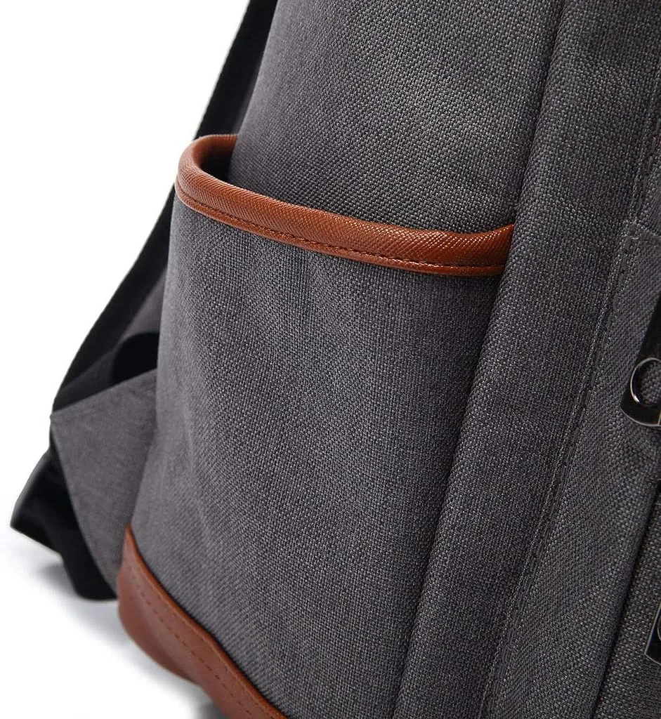 Outdoor Men 14''16'' Retro Canvas Women Fashion Backpack Travel Rolling Backpack for Women Laptop (Grey, 14)