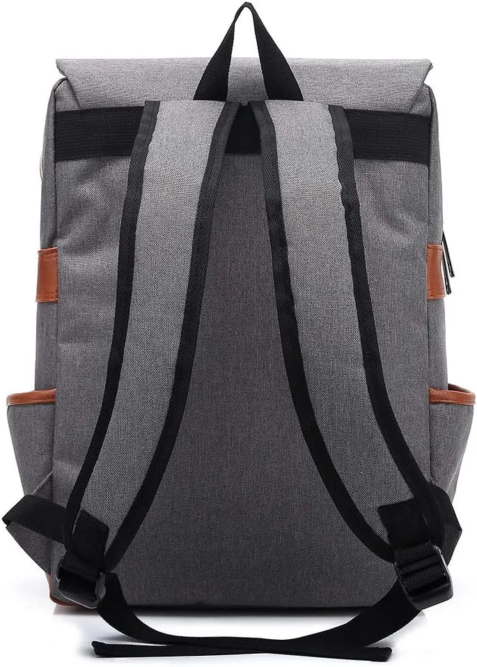 Outdoor Men 14''16'' Retro Canvas Women Fashion Backpack Travel Rolling Backpack for Women Laptop (Grey, 14)