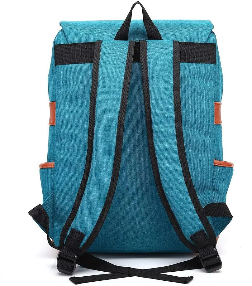 Outdoor Men 14''16'' Retro Canvas Women Fashion Backpack Travel Rolling Backpack for Women Laptop (Sky Blue, 16)