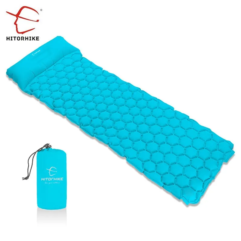 Outdoor Sleeping Pad Camping Inflatable Mattress with Pillows Travel Mat Folding Bed Ultralight
