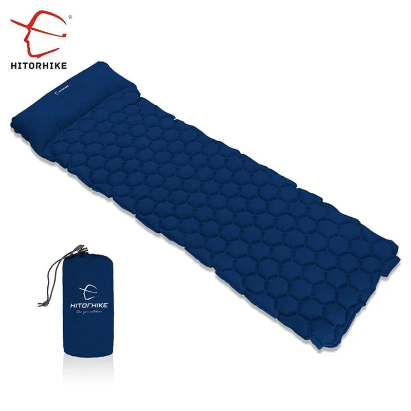 Outdoor Sleeping Pad Camping Inflatable Mattress with Pillows Travel Mat Folding Bed Ultralight
